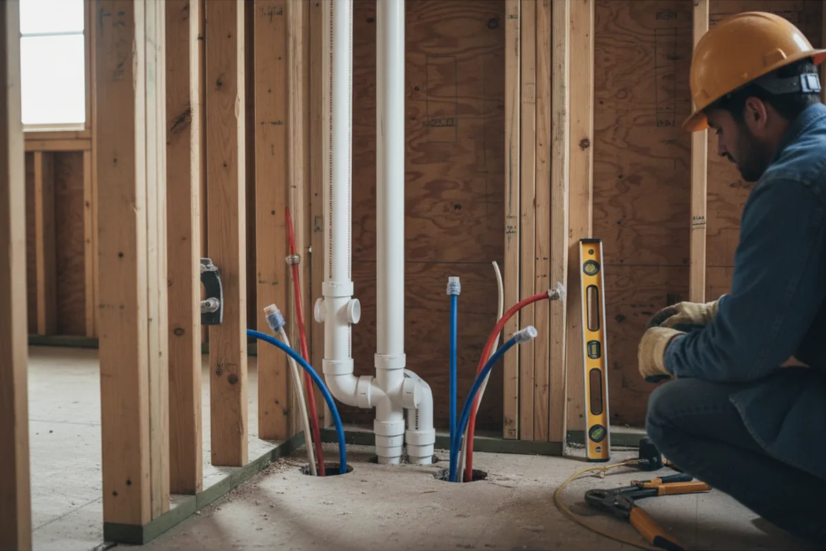 Drain and supply rough-in during Drain Cleaning in Hubbardston